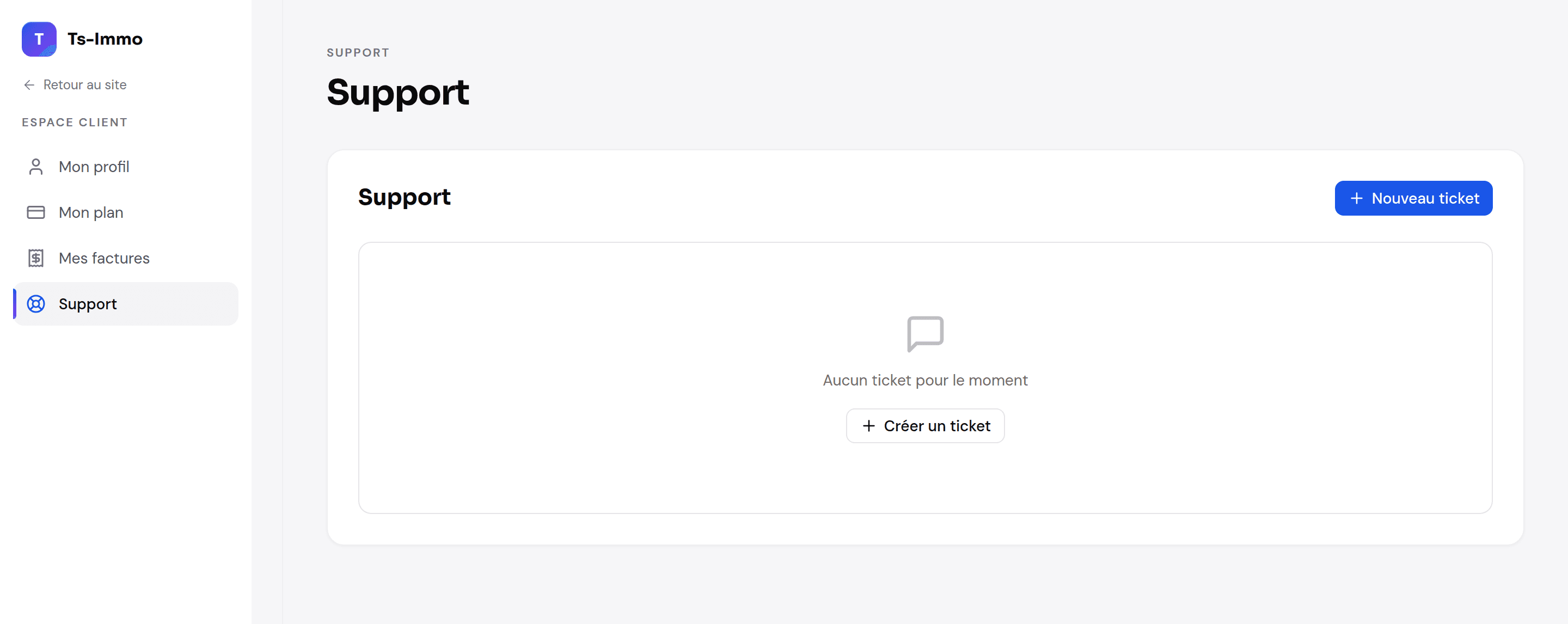 La page Support